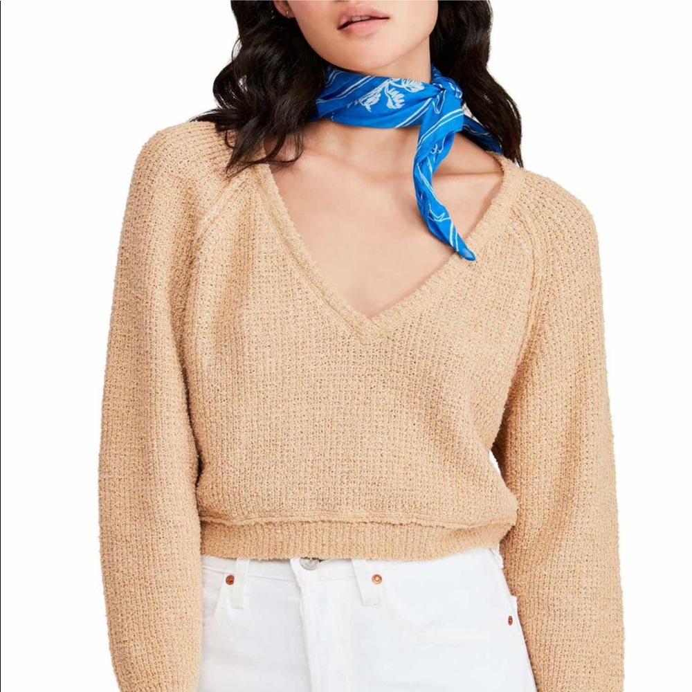 Free People Cropped V Neck Sweater